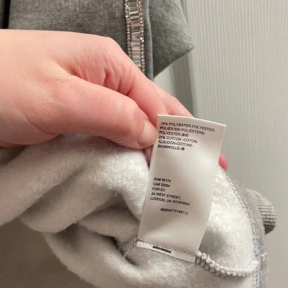 NWOT Urban Outfitters Oversized Grey Hoodie w/ Rhinestone Detailing Size XS - Picture 11 of 13